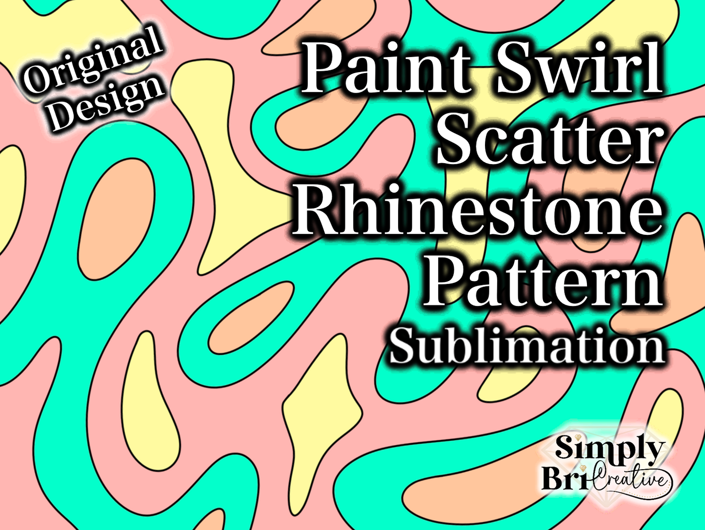 Paint Swirl Rhinestone Scatter Pattern