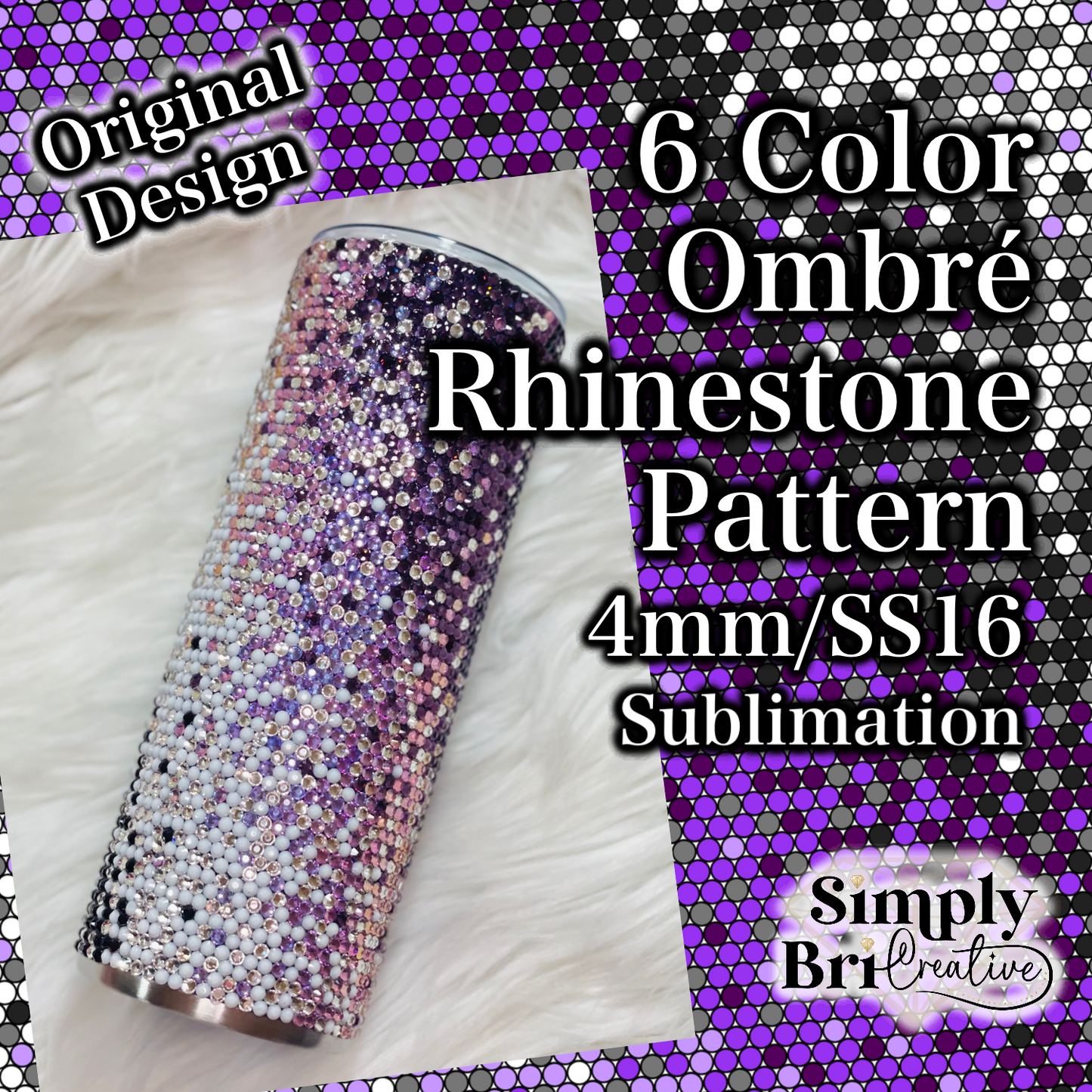 6 Color Ombre Sublimation Rhinestone Pattern (4mm/SS16)