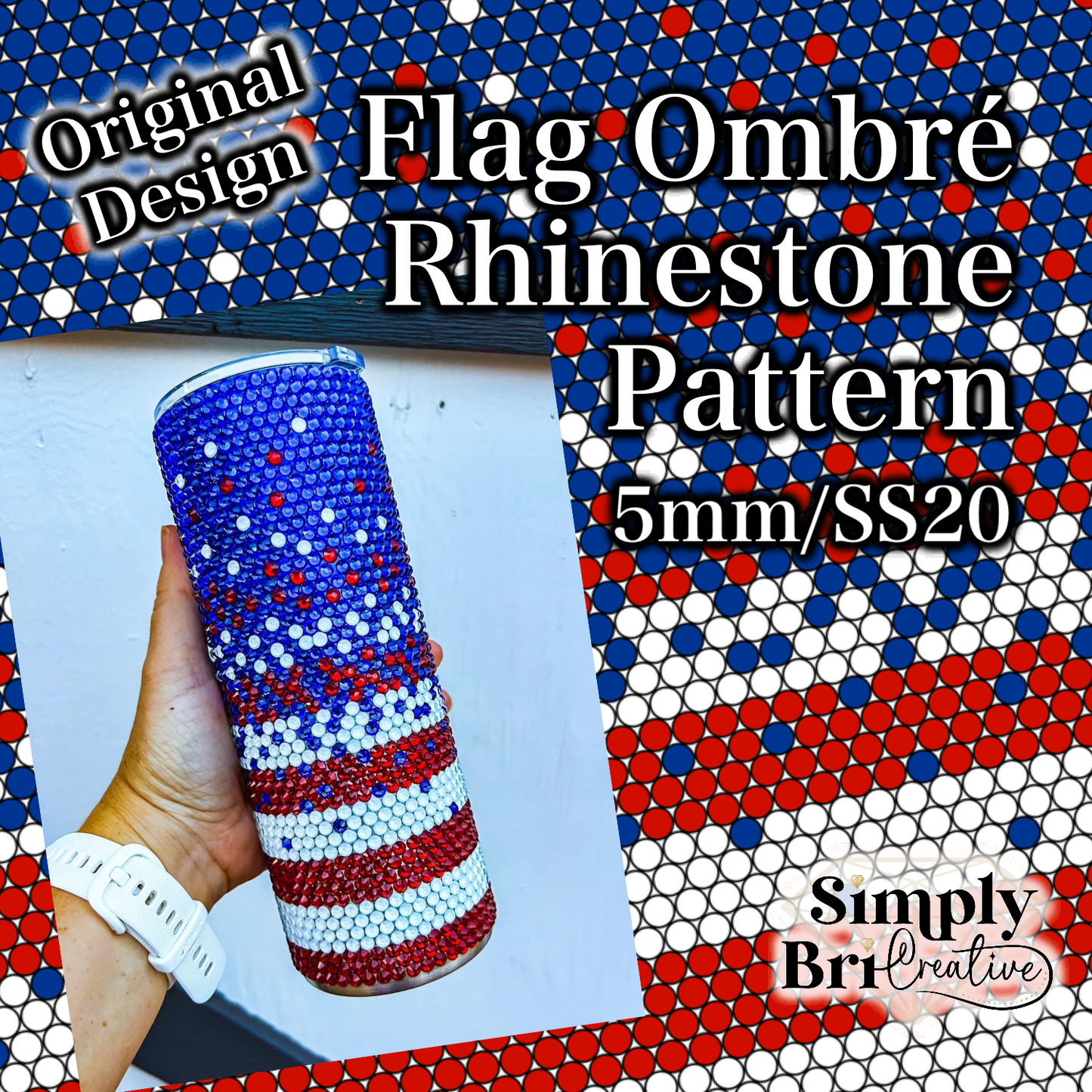 Flag Ombre Rhinestone Pattern (5mm/SS20)