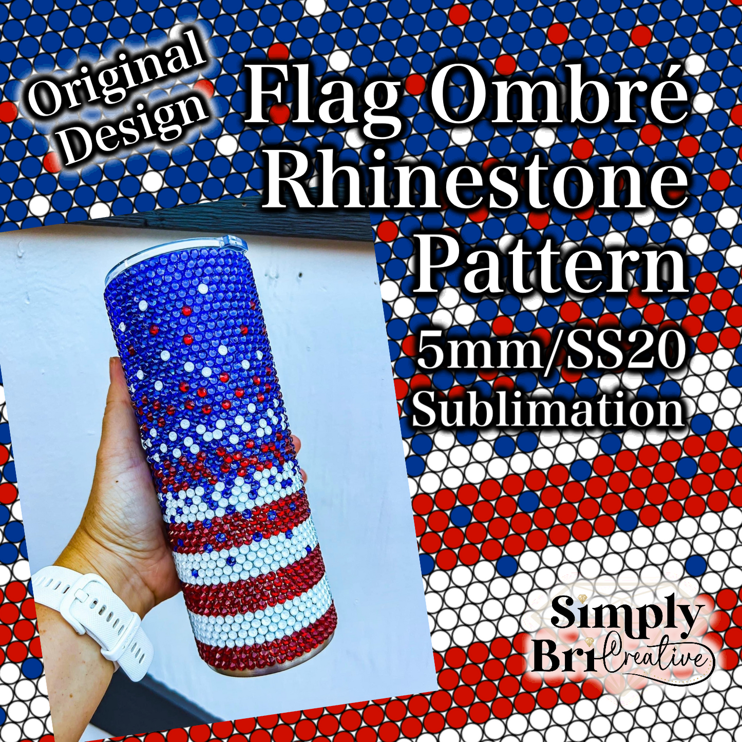 Flag Ombre Sublimation Rhinestone Pattern (5MM/SS20)