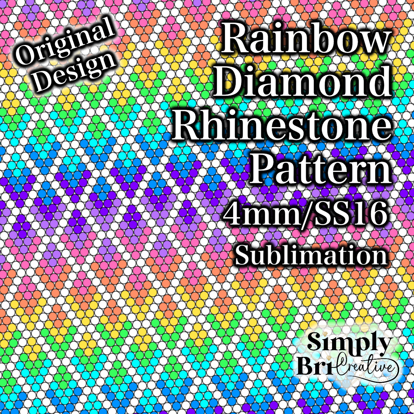 Rainbow Diamond Sublimation Rhinestone Pattern (4mm/SS16)