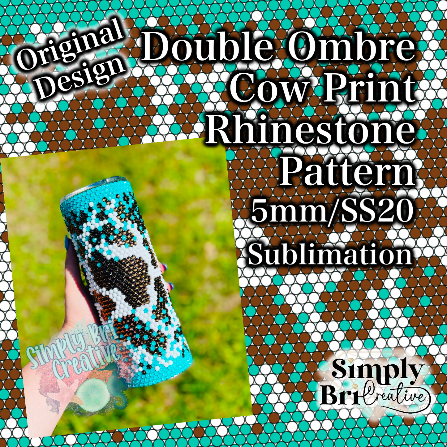 Double Ombre Cow Print Sublimation Rhinestone Pattern (5MM/SS20)