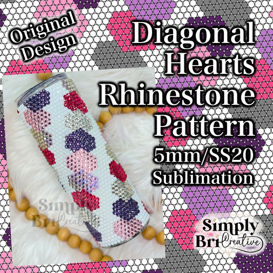 Diagonal Hearts Sublimation Rhinestone Pattern (5MM/SS20)