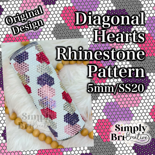 Diagonal Hearts Rhinestone Pattern (5mm/SS20)