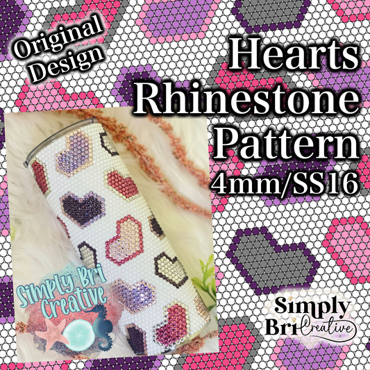 Hearts Rhinestone Pattern (4mm/SS16)