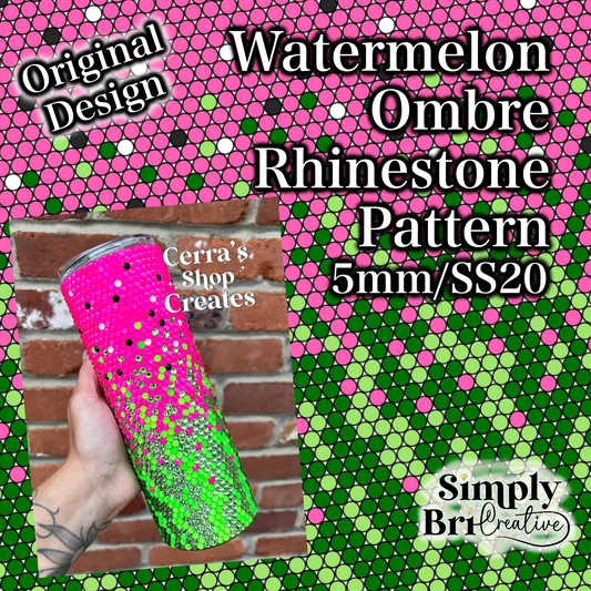 Watermelon Ombre Rhinestone Pattern (5mm/SS20)