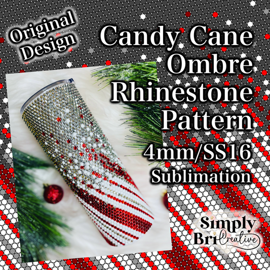 Candy Cane Ombre Sublimation Rhinestone Pattern (4mm/SS16)