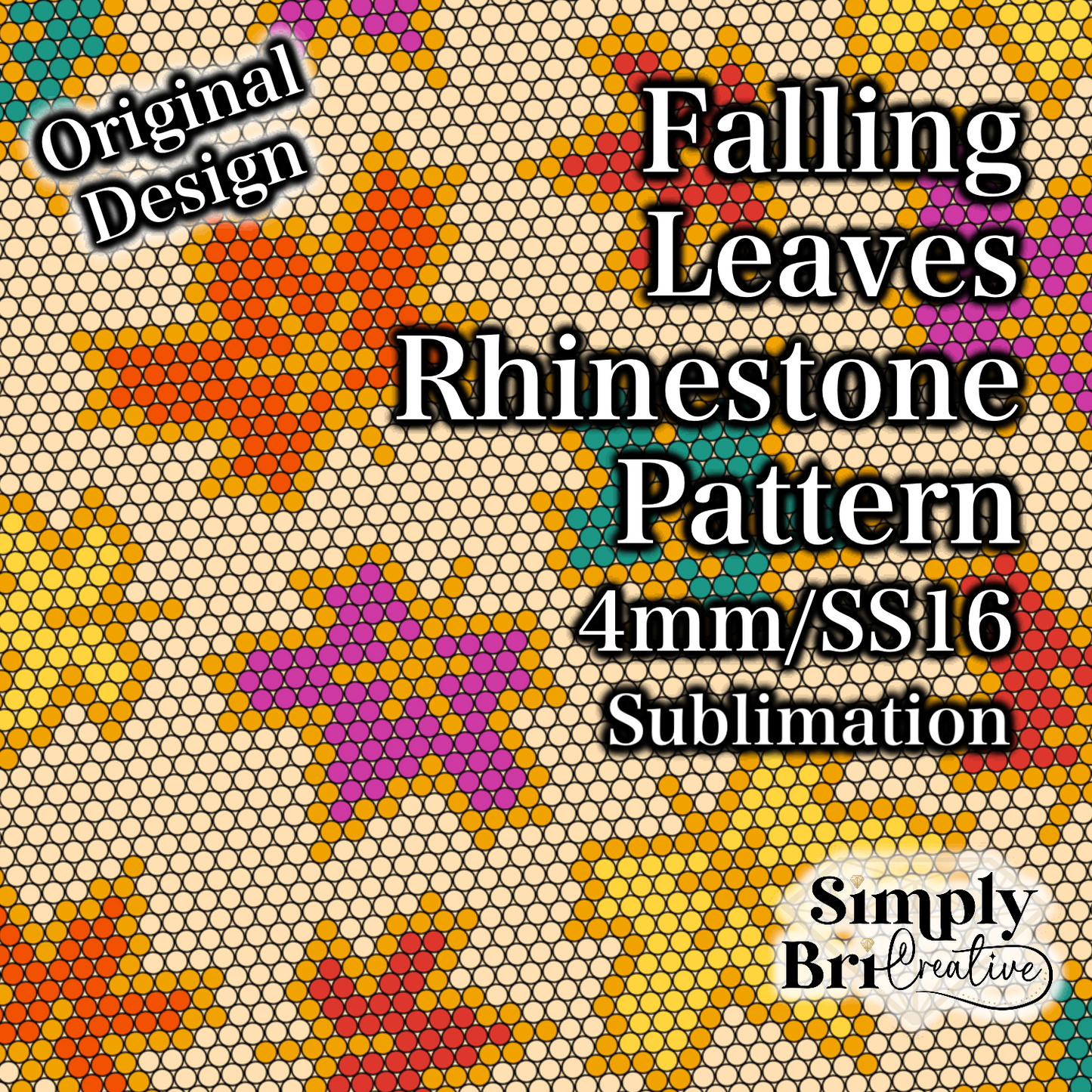Falling Leaves Sublimation Rhinestone Pattern (4mm/SS16)