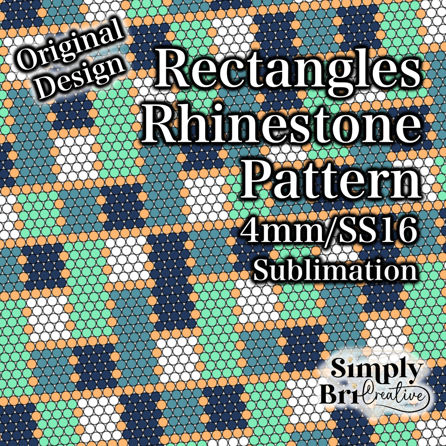 Rectangles Sublimation Rhinestone Pattern (4mm/SS16)