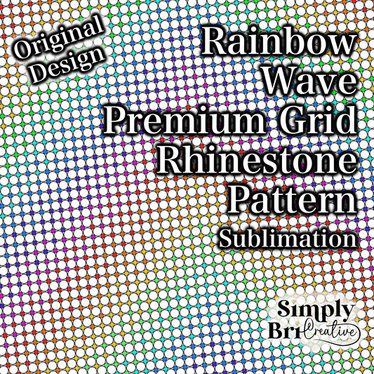 Rainbow Wave Premium Grid Sublimation Rhinestone Pattern