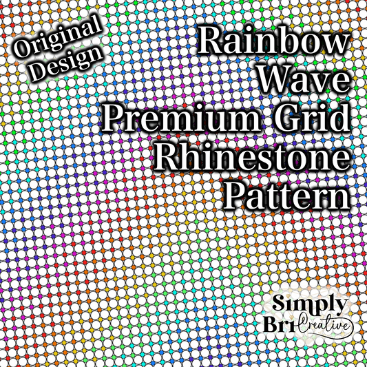 Rainbow Wave Premium Grid Rhinestone Pattern