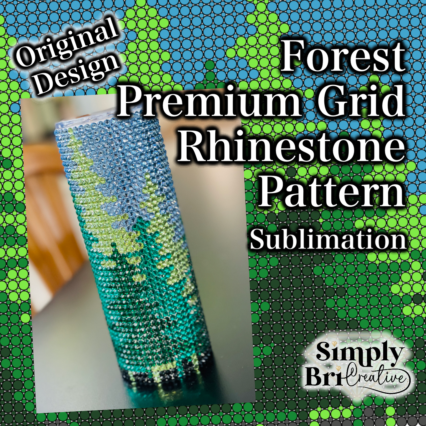 Forest Premium Grid Sublimation Rhinestone Pattern