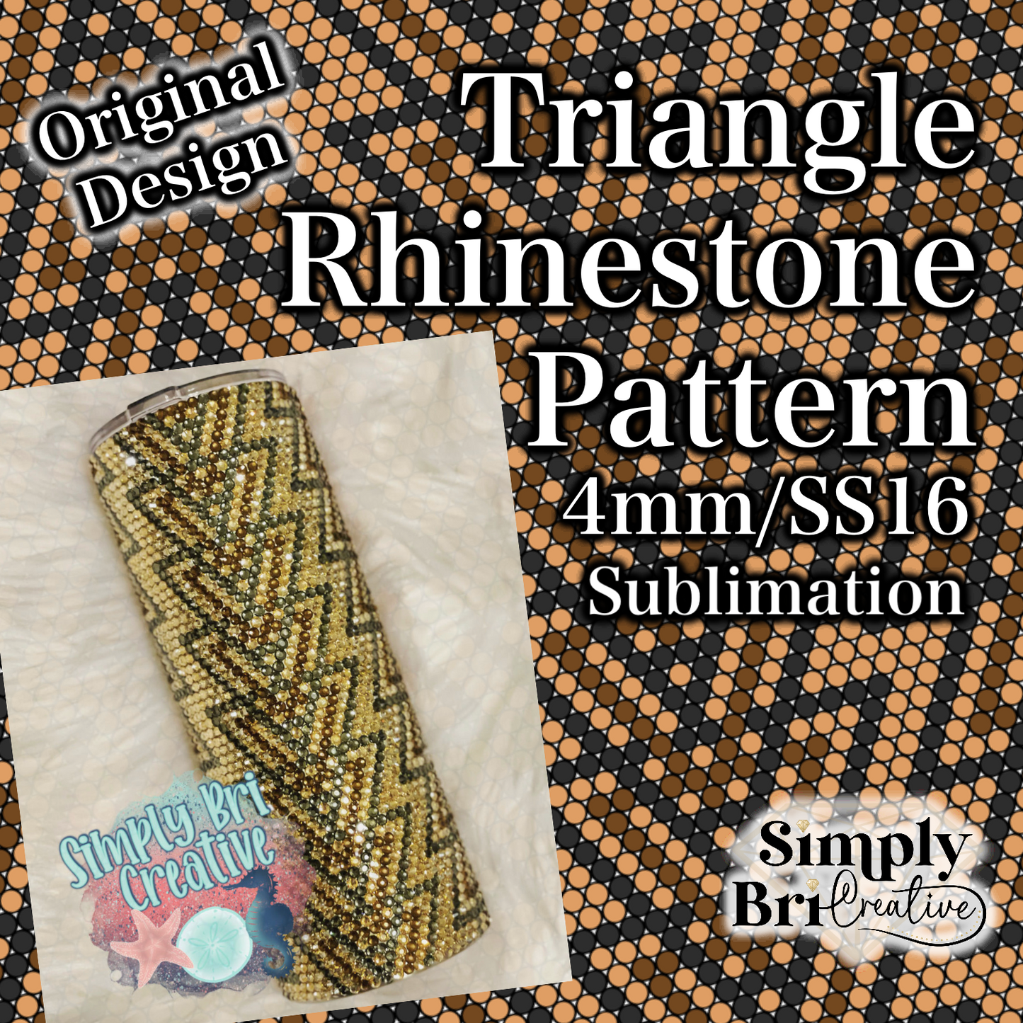 Triangles Sublimation Rhinestone Pattern (4mm/SS16)