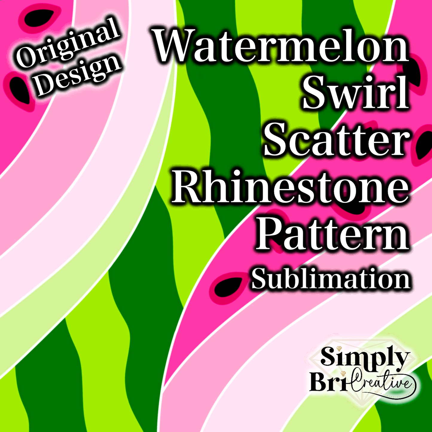 Watermelon Swirl Rhinestone Scatter Pattern