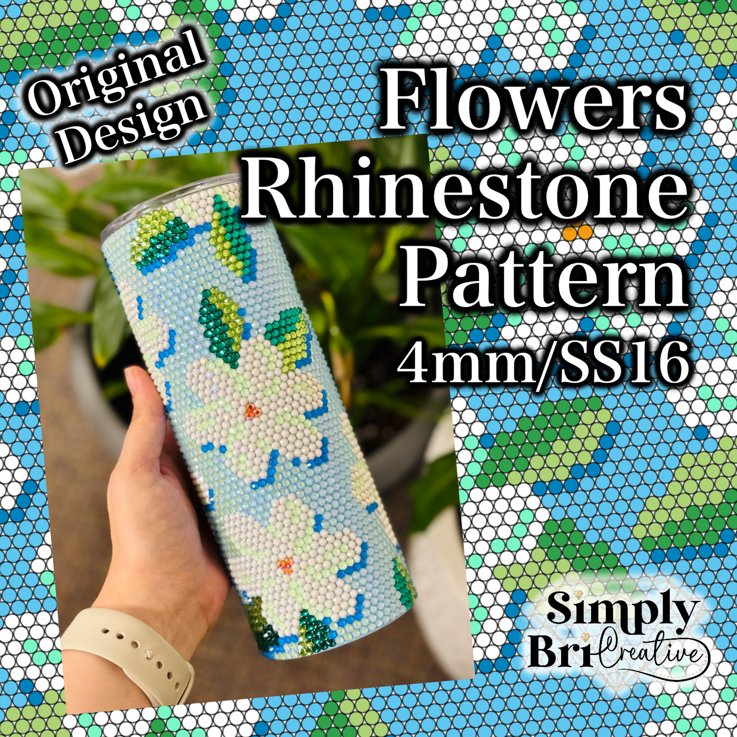 Flowers Rhinestone Pattern (4mm/SS16)